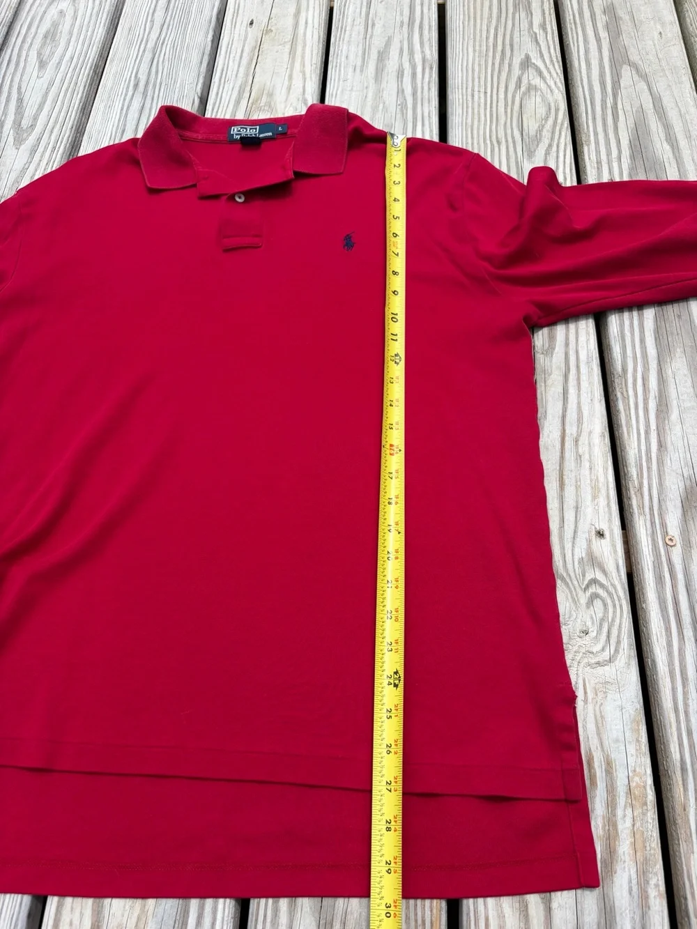 Ralph Lauren Polo Knit Shirt Mens L Button Pullover Red Collared Cotton FLAW